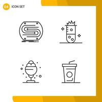 4 Icon Set Line Style Icon Pack Outline Symbols isolated on White Backgound for Responsive Website Designing vector