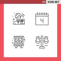 4 Line concept for Websites Mobile and Apps accountant art avatar education brush Editable Vector Design Elements