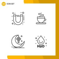 4 Icon Set Line Style Icon Pack Outline Symbols isolated on White Backgound for Responsive Website Designing vector