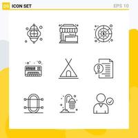 Universal Icon Symbols Group of 9 Modern Outlines of holidays electronic store analog management Editable Vector Design Elements