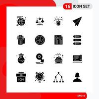 Set of 16 Modern UI Icons Symbols Signs for paper hardware justice computer mouse scales Editable Vector Design Elements