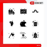 Group of 9 Solid Glyphs Signs and Symbols for apple office animal staff user Editable Vector Design Elements