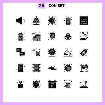 25 Solid Glyph concept for Websites Mobile and Apps interface test setting list document Editable Vector Design Elements