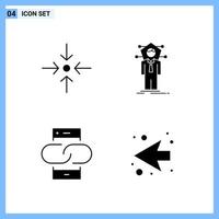 4 Icons Solid style Creative Glyph Symbols Black Solid Icon Sign Isolated on White Background vector