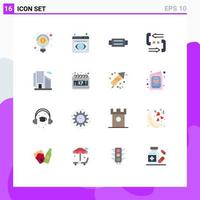 Flat Color Pack of 16 Universal Symbols of phone contact browser communication man Editable Pack of Creative Vector Design Elements