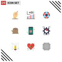 9 Universal Flat Color Signs Symbols of spring wood term log soccer Editable Vector Design Elements