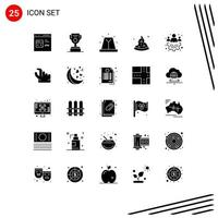 Modern Set of 25 Solid Glyphs and symbols such as management summer cup food siren Editable Vector Design Elements