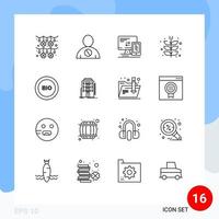 Set of 16 Modern UI Icons Symbols Signs for harvesting farming human farm cell Editable Vector Design Elements