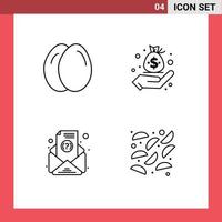 Line Pack of 4 Universal Symbols of chicken subscription business management fried Editable Vector Design Elements