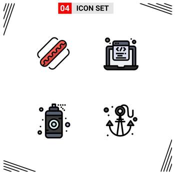 Pictogram Set of 4 Simple Filledline Flat Colors of america designer states html coding idea Editable Vector Design Elements