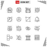 16 Icons Line Style Grid Based Creative Outline Symbols for Website Design Simple Line Icon Signs Isolated on White Background 16 Icon Set vector