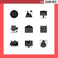 Stock Vector Icon Pack of 9 Line Signs and Symbols for order delivery sign valentine video camera Editable Vector Design Elements