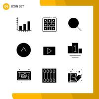 9 Icon Set Solid Style Icon Pack Glyph Symbols isolated on White Backgound for Responsive Website Designing vector