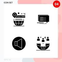 Vector Pack of 4 Icons in Solid Style Creative Glyph Pack isolated on White Background for Web and Mobile