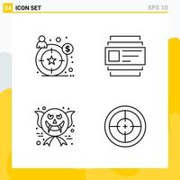 Collection of 4 Universal Line Icons Icon Set for Web and Mobile vector