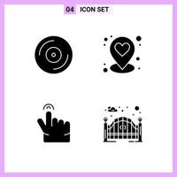 4 Icons in Solid Style Glyph Symbols on White Background Creative Vector Signs for Web mobile and Print