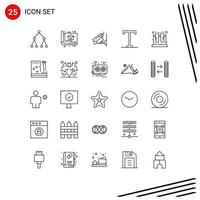 Set of 25 Modern UI Icons Symbols Signs for lab chemistry camera text bold Editable Vector Design Elements