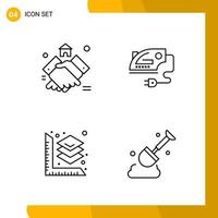 4 Icon Set Line Style Icon Pack Outline Symbols isolated on White Backgound for Responsive Website Designing vector