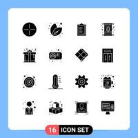 Set of 16 Modern UI Icons Symbols Signs for gift present result winter invitation Editable Vector Design Elements