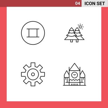 User Interface Pack of 4 Basic Filledline Flat Colors of ancient vehicle configuration fir trees centre block Editable Vector Design Elements