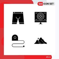 Universal Icon Symbols Group of 4 Modern Solid Glyphs of accessories monitor dress health measuring Editable Vector Design Elements
