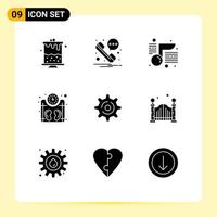 Set of 9 Modern UI Icons Symbols Signs for city gear education internet weighing Editable Vector Design Elements