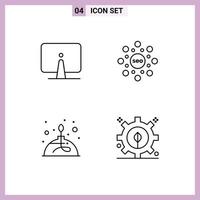 Modern Set of 4 Filledline Flat Colors Pictograph of back alcohol imac circle fire Editable Vector Design Elements