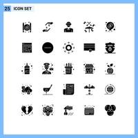 Pictogram Set of 25 Simple Solid Glyphs of finance music shahada drum technology Editable Vector Design Elements