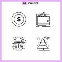 4 Icons in Line Style Outline Symbols on White Background Creative Vector Signs for Web mobile and Print