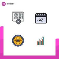 Set of 4 Modern UI Icons Symbols Signs for event flag schedule calendar day Editable Vector Design Elements