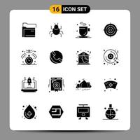 16 Black Icon Pack Glyph Symbols Signs for Responsive designs on white background 16 Icons Set vector