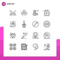 Mobile Interface Outline Set of 16 Pictograms of turkey holiday port clipboard file Editable Vector Design Elements