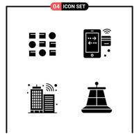 Set of 4 Solid Style Icons for web and mobile Glyph Symbols for print Solid Icon Signs Isolated on White Background 4 Icon Set vector