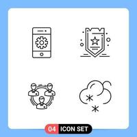 4 Line Black Icon Pack Outline Symbols for Mobile Apps isolated on white background 4 Icons Set vector