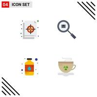 Pack of 4 creative Flat Icons of circular search target delivery bottle Editable Vector Design Elements