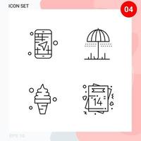 Vector Pack of 4 Icons in Line Style Creative Outline Pack isolated on White Background for Web and Mobile