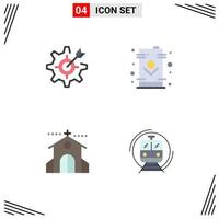 Flat Icon Pack of 4 Universal Symbols of configure tank setting electric church Editable Vector Design Elements