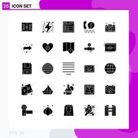 Set of 25 Modern UI Icons Symbols Signs for center call energy text web Editable Vector Design Elements