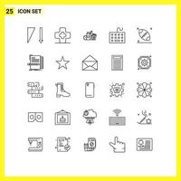 Mobile Interface Line Set of 25 Pictograms of ball keyboard milk hardware devices Editable Vector Design Elements