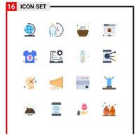 16 Universal Flat Color Signs Symbols of world hosting bowl database nest Editable Pack of Creative Vector Design Elements