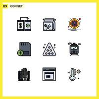 9 iconos creativos, signos y símbolos modernos de computadoras de hardware, notificaciones de tarjetas de aprendizaje, elementos de diseño de vectores editables
