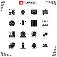 16 Icons Solid Style Grid Based Creative Glyph Symbols for Website Design Simple Solid Icon Signs Isolated on White Background 16 Icon Set vector