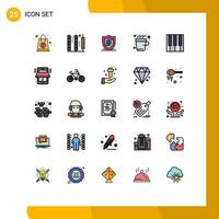 25 Universal Filled line Flat Color Signs Symbols of keyboard hot stick drink coffee Editable Vector Design Elements