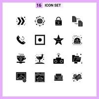 Set of 16 Modern UI Icons Symbols Signs for callback call loucked transfer file Editable Vector Design Elements