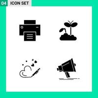 Pack of 4 Solid Style Icon Set Glyph Symbols for print Creative Signs Isolated on White Background 4 Icon Set vector