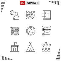 9 Icons Line Style Grid Based Creative Outline Symbols for Website Design Simple Line Icon Signs Isolated on White Background 9 Icon Set vector