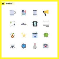 16 Universal Flat Color Signs Symbols of concept speaker chat megaphone announcement Editable Pack of Creative Vector Design Elements