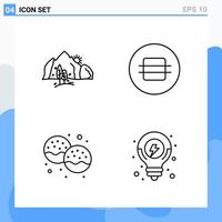 Modern 4 Line style icons Outline Symbols for general use Creative Line Icon Sign Isolated on White Background 4 Icons Pack vector