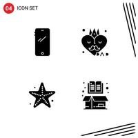 Modern Set of Solid Glyphs Pictograph of phone beach android dad star Editable Vector Design Elements