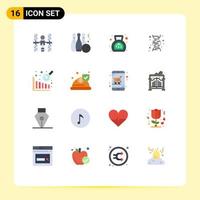 Set of 16 Modern UI Icons Symbols Signs for science chemistry sport tax finance Editable Pack of Creative Vector Design Elements